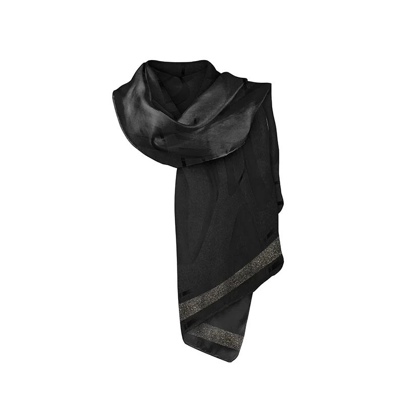 Shawl CROATA AuHRum Thematic  Glagolitic alphabet Black  Silk 98%, metallized fiber (gold) 2%  