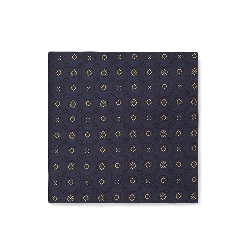 Pocket square CROATA AuHRum Thematic  Braiding Dark blue  Silk 80%, Golden laminated silk thread 20%  