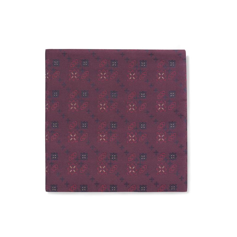 Pocket square CROATA AuHRum Thematic  Braiding Wine red  Silk 89%, Metalized silk thread (gold) limited 11%  