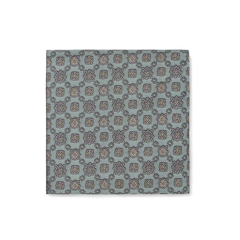 Pocket square CROATA AuHRum Thematic  Braiding Green  Silk 80%, Golden laminated silk thread 20%  