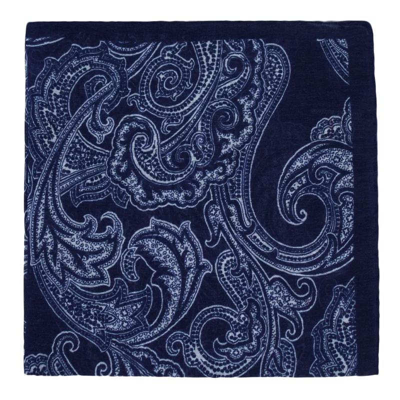 Pocket square CROATA Classic  Paisley Dark blue  Silk 27%, Cotton 735  