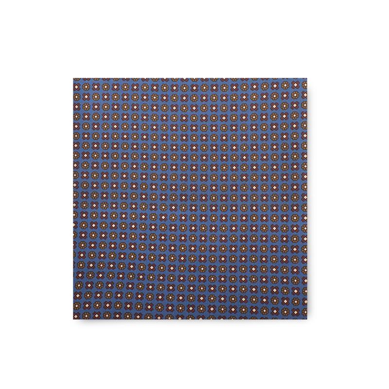 Pocket square CROATA Classic  Flora and Fauna Light blue  Silk 100%  