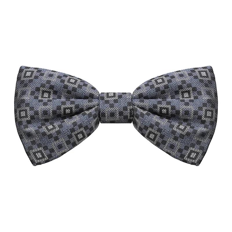 Bow tie CROATA Thematic Pre-tied bow tie Squares Grey  Silk 100%  