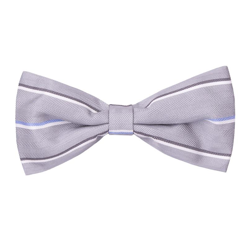 Bow tie CROATA Classic Classic Regimental Light grey  Silk 100%  