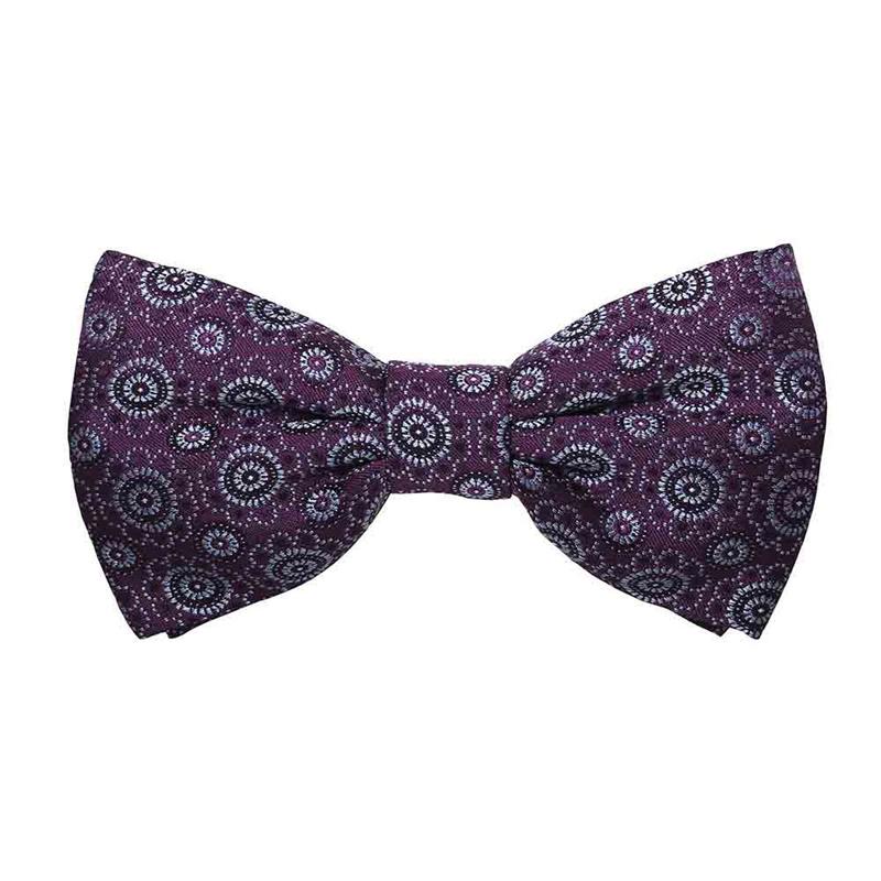 Bow tie CROATA Classic Pre-tied bow tie Flora and Fauna Purple  Silk 100%  