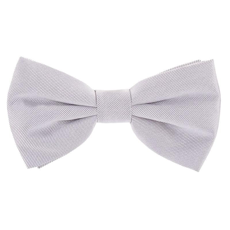 Bow tie CROATA Classic  Solid textured Light grey  Silk 100%  