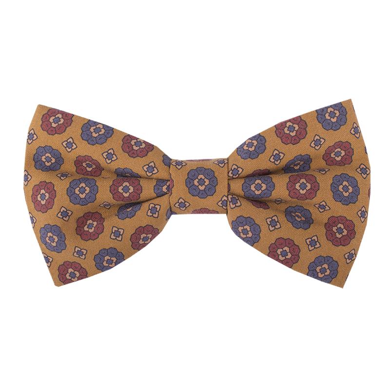 Bow tie CROATA Classic  Flora and Fauna Yellow  Silk 100%  