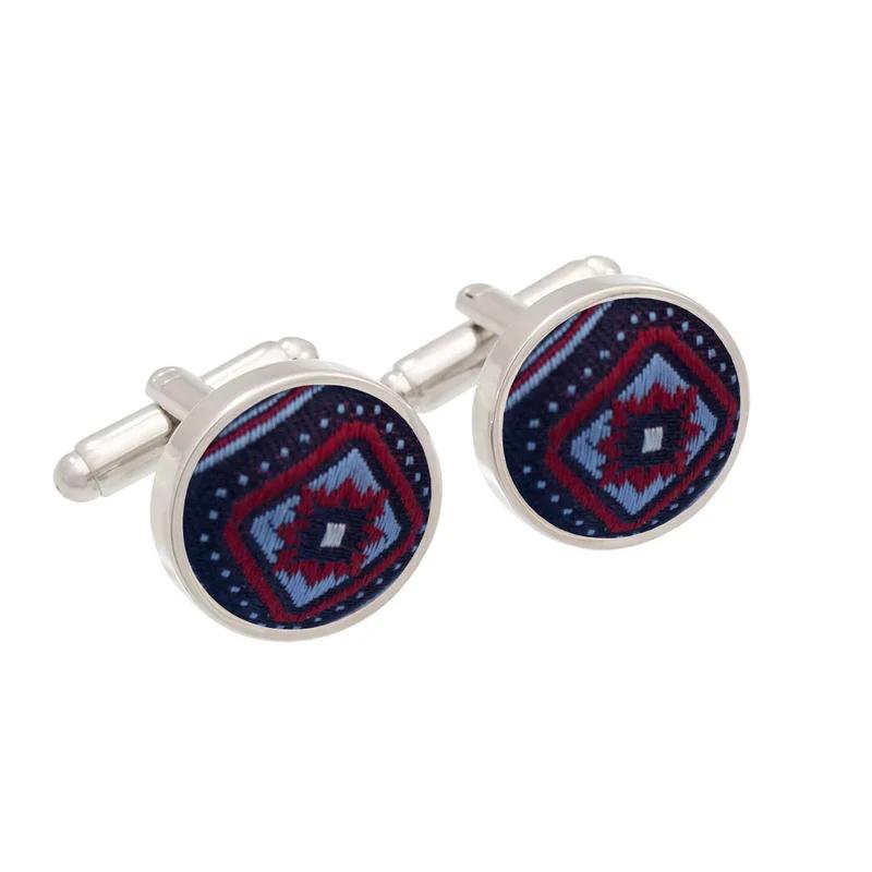 Cufflinks   Flora and Fauna Red  Silk 100%  