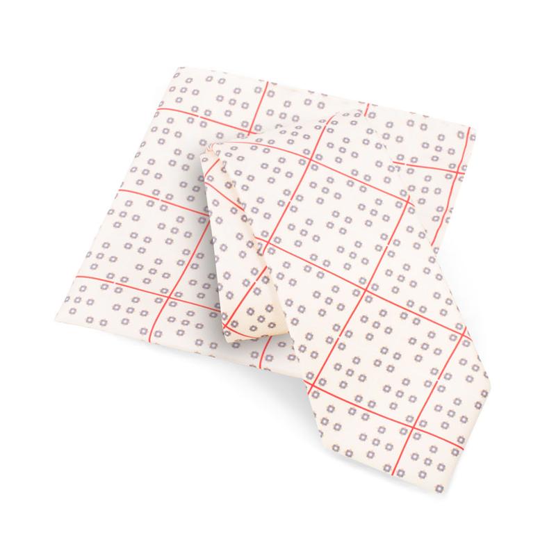 Cravat and pocket square set CROATA 7 Classic Limited edition Checked Yellow  Silk 100%  