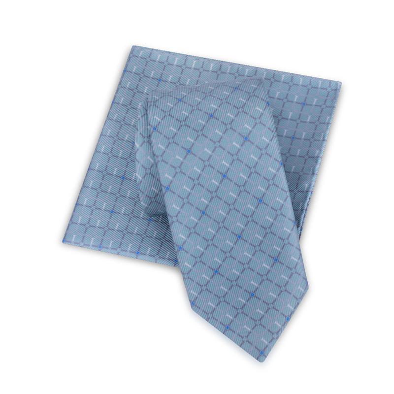 Cravat and pocket square set CROATA 7 Thematic Limited edition Glagolitic alphabet Green  Silk 100%  