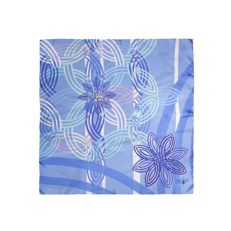Small scarf CROATA Thematic Scarf, thematic Braiding Blue  Silk 100%  