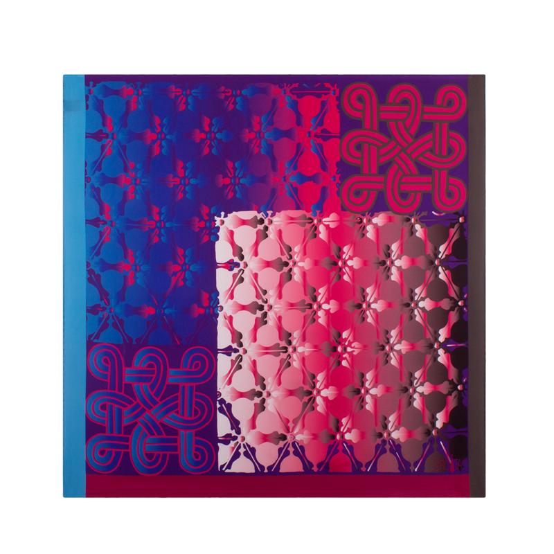 Small scarf CROATA Thematic Scarf, thematic Braiding Purple  Silk 100%  