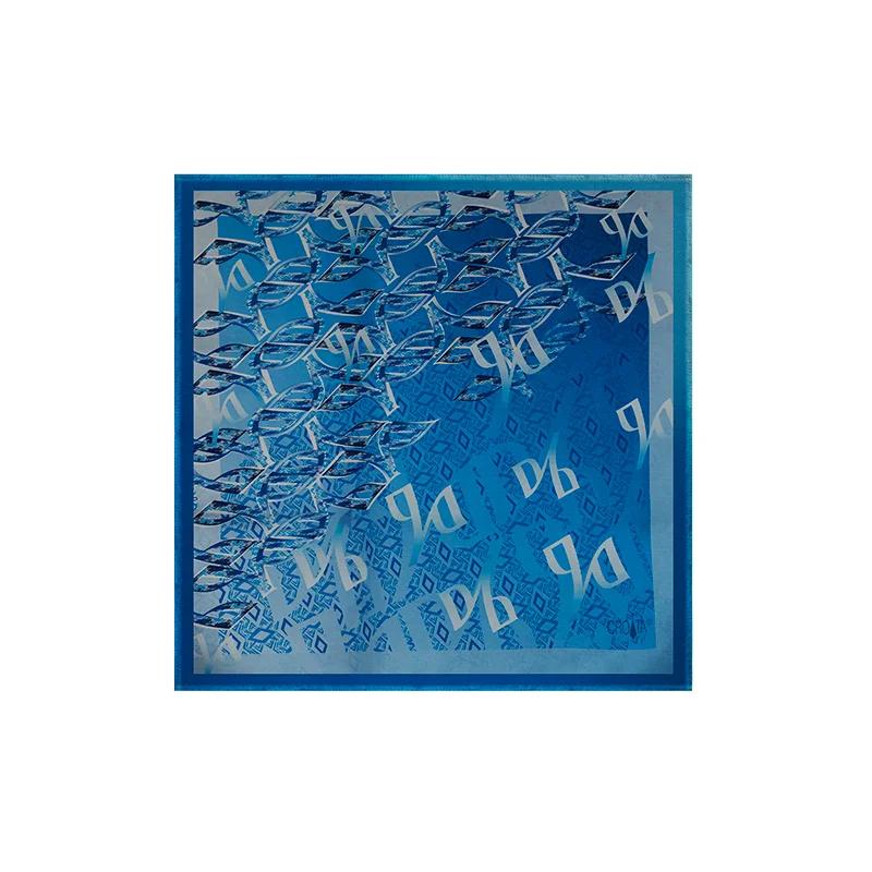 Small scarf Thematic  Glagolitic alphabet Light blue  Silk 100%  