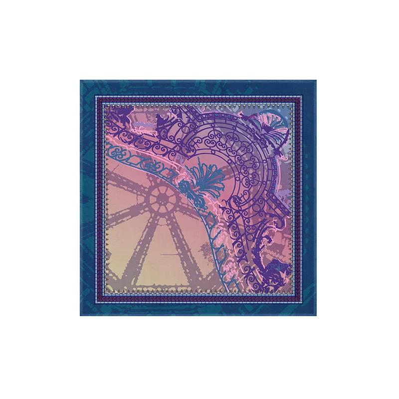 Small scarf CROATA Thematic  Octagon Petroleum  Silk 100%  