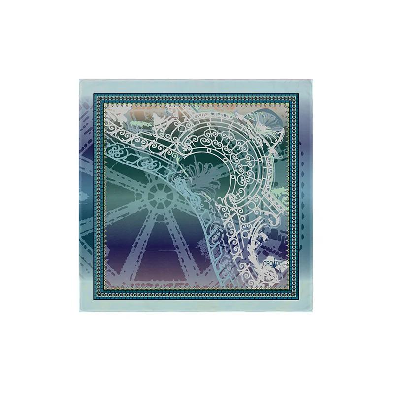 Small scarf CROATA Thematic  Octagon Light grey  Silk 100%  