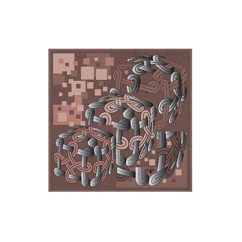 Small scarf CROATA Thematic  Braiding Beige  Silk 100%  