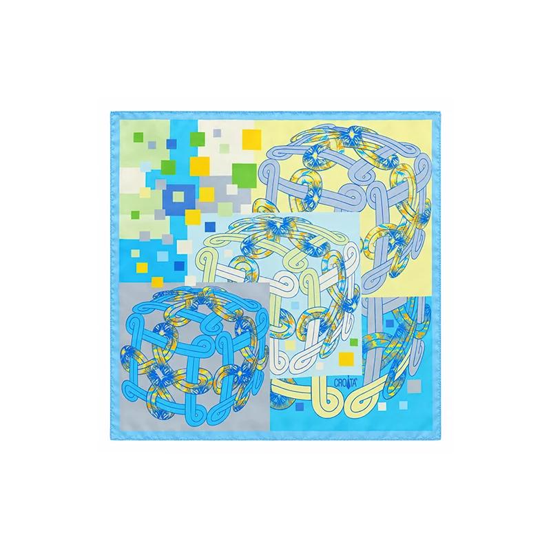 Small scarf CROATA Thematic  Braiding Light blue  Silk 100%  