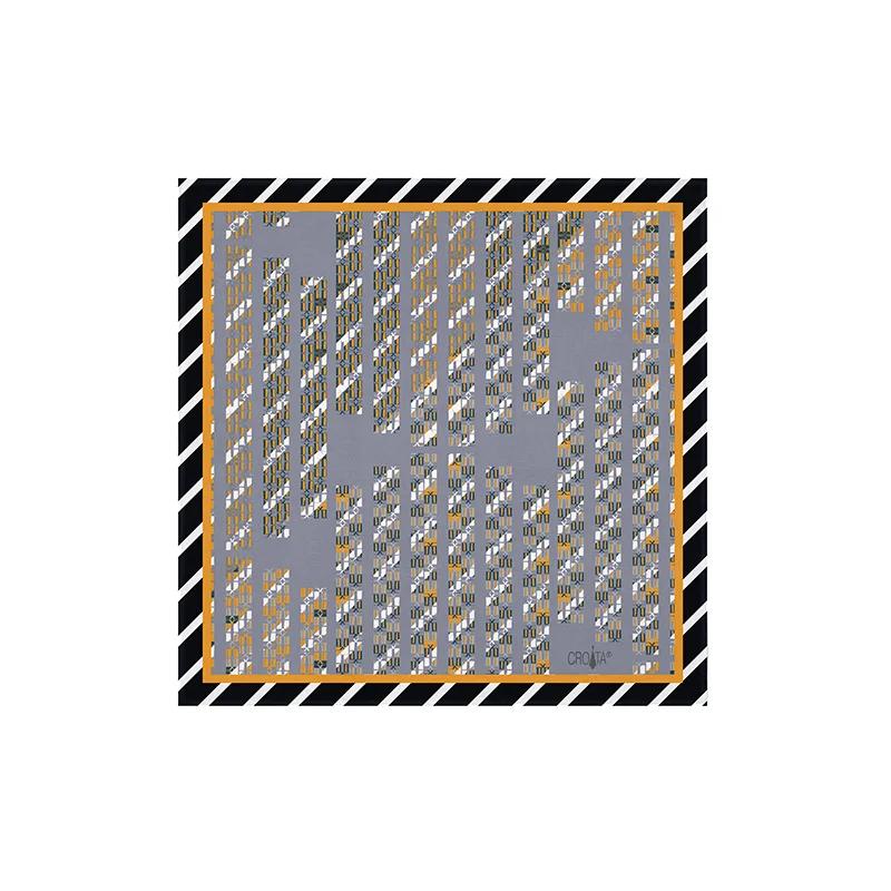 Small scarf CROATA Thematic  Glagolitic alphabet Grey  Silk 100%  