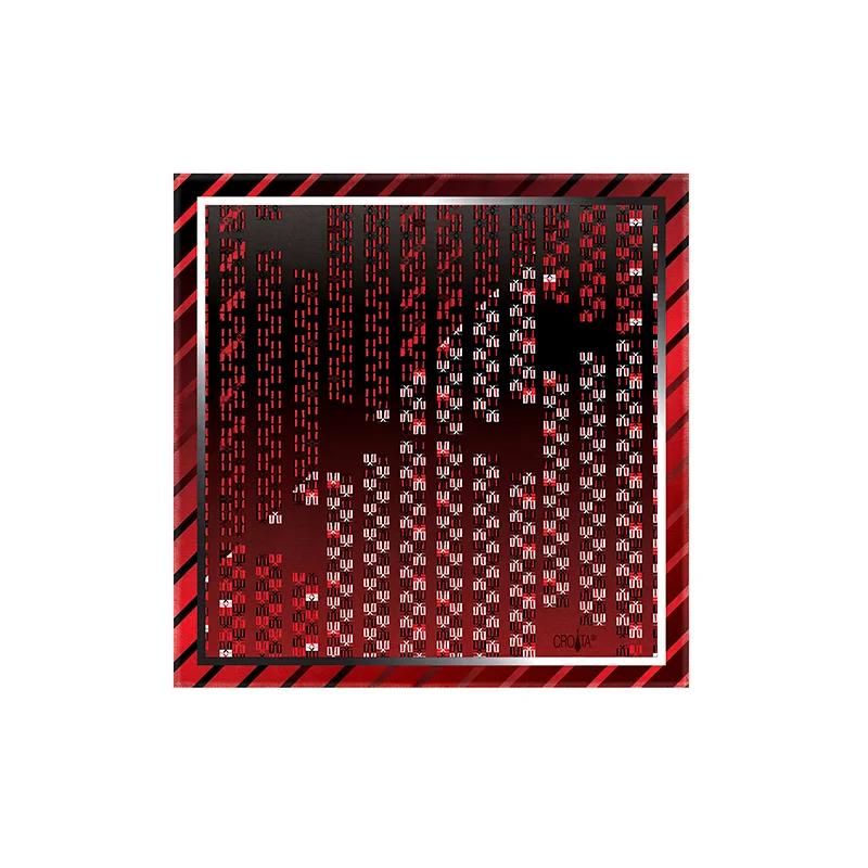 Small scarf CROATA Thematic  Glagolitic alphabet Red  Silk 100%  