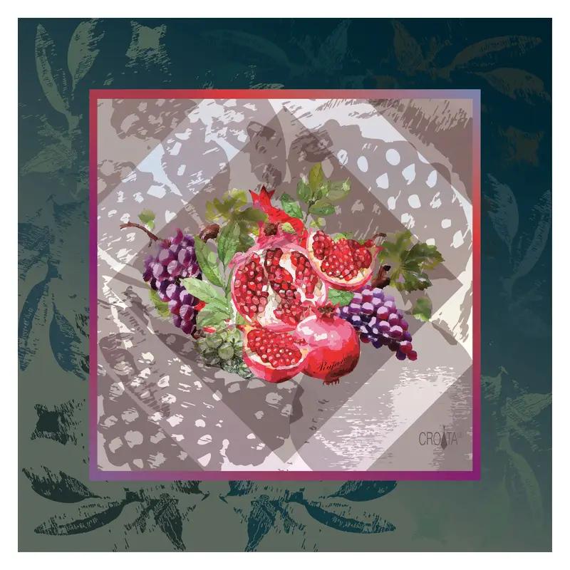 Small scarf CROATA Thematic   Petroleum  Silk 100%  