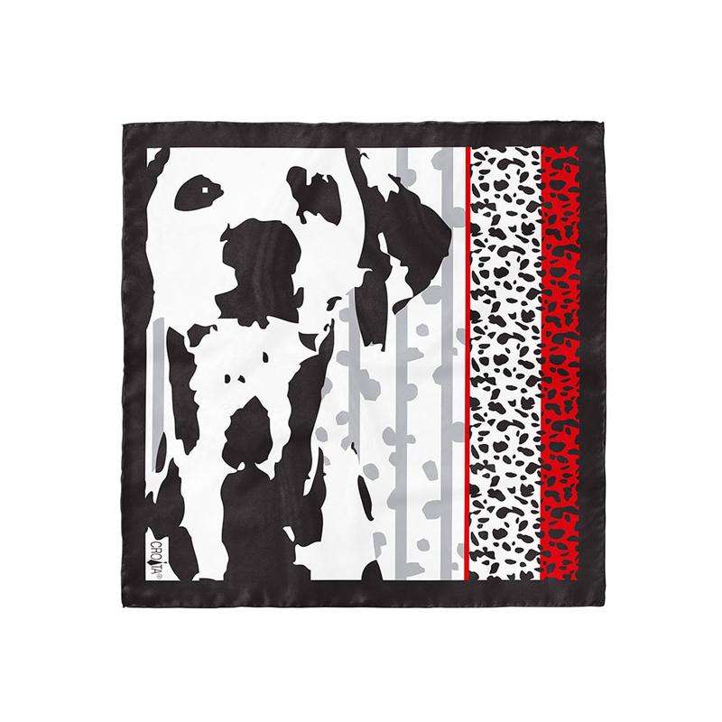 Small scarf CROATA Thematic Scarf, thematic Dalmatian dog White  Silk 100%  