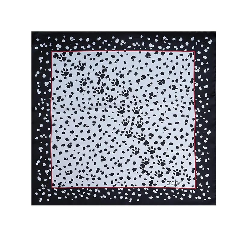 Small scarf CROATA Thematic Scarf, thematic Dalmatian dog Black  Silk 100%  