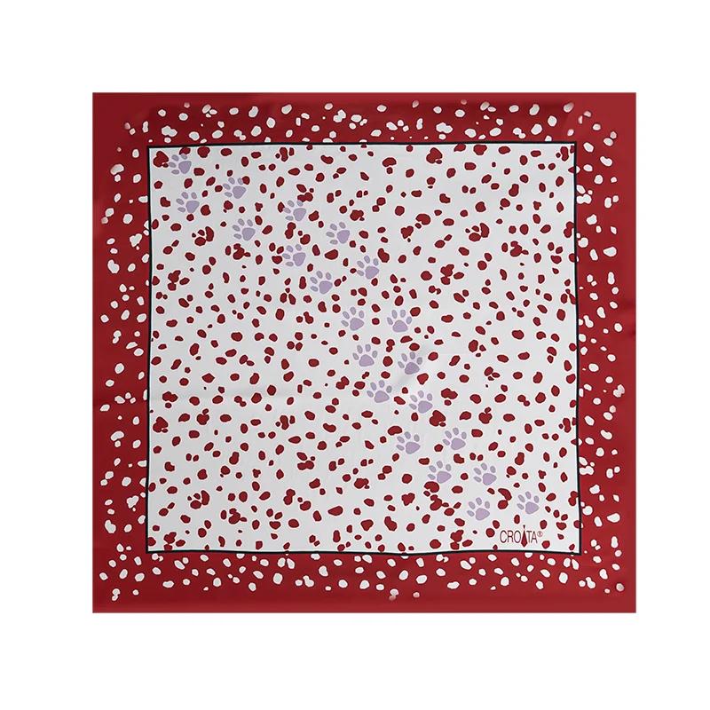 Small scarf CROATA Thematic Scarf, thematic Dalmatian dog Wine red  Silk 100%  