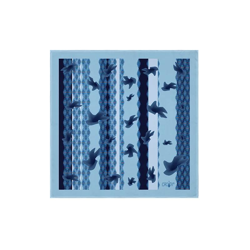 Small scarf CROATA Classic  Flora and Fauna Yellow  Silk 100%  