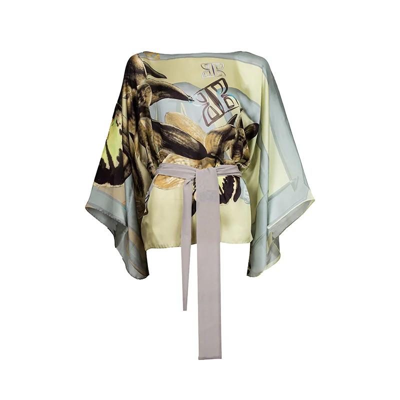 Kaftan Brijuni Thematic Short Glagolitic alphabet Yellow  Silk 100%  