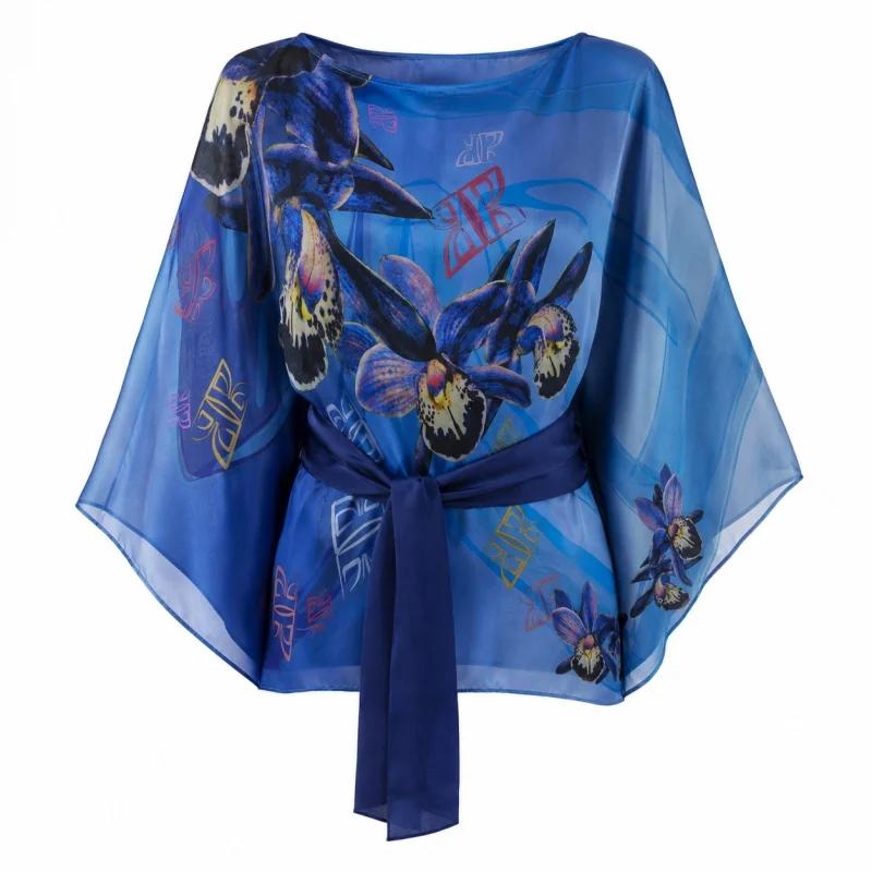 Kaftan Brijuni Thematic Short Glagolitic alphabet Light blue  Silk 100%  