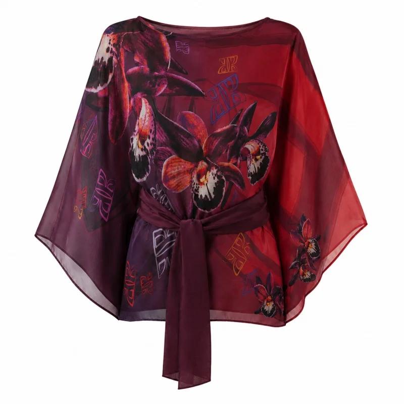 Kaftan Brijuni Thematic Short Glagolitic alphabet Red  Silk 100%  