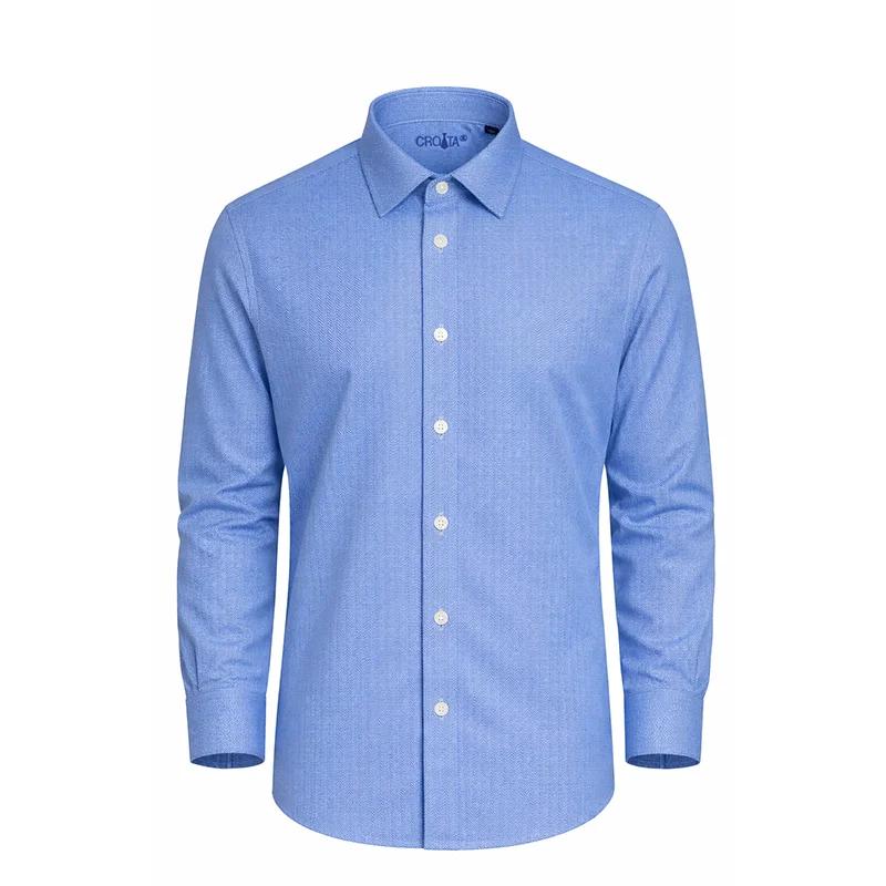 Dress shirt CROATA Brioni NC Classic Tailored Solid textured Dark blue  Cotton 100%  Long sleeve