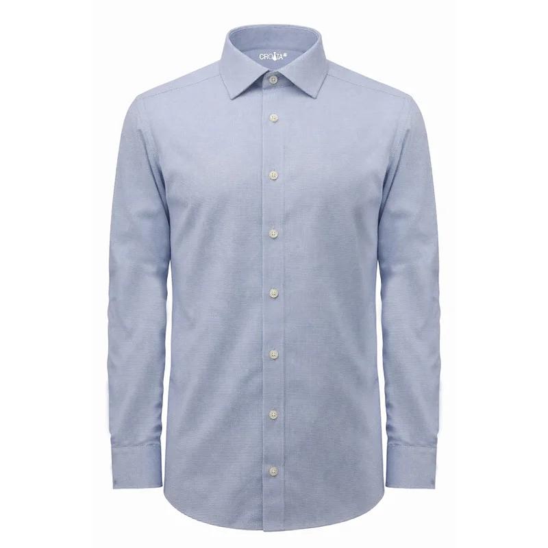Dress shirt CROATA Brioni NC Classic Tailored Ovals Light blue  Cotton 100%  Long sleeve