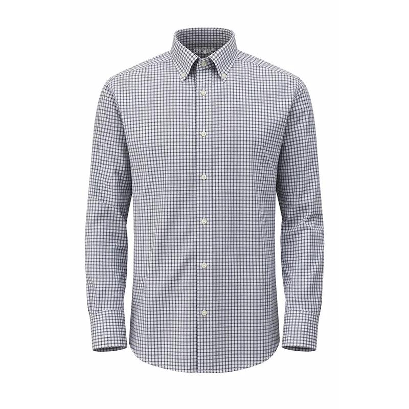 Dress shirt CROATA Brioni NC Classic Tailored Checked Blue  Cotton 100%  Long sleeve