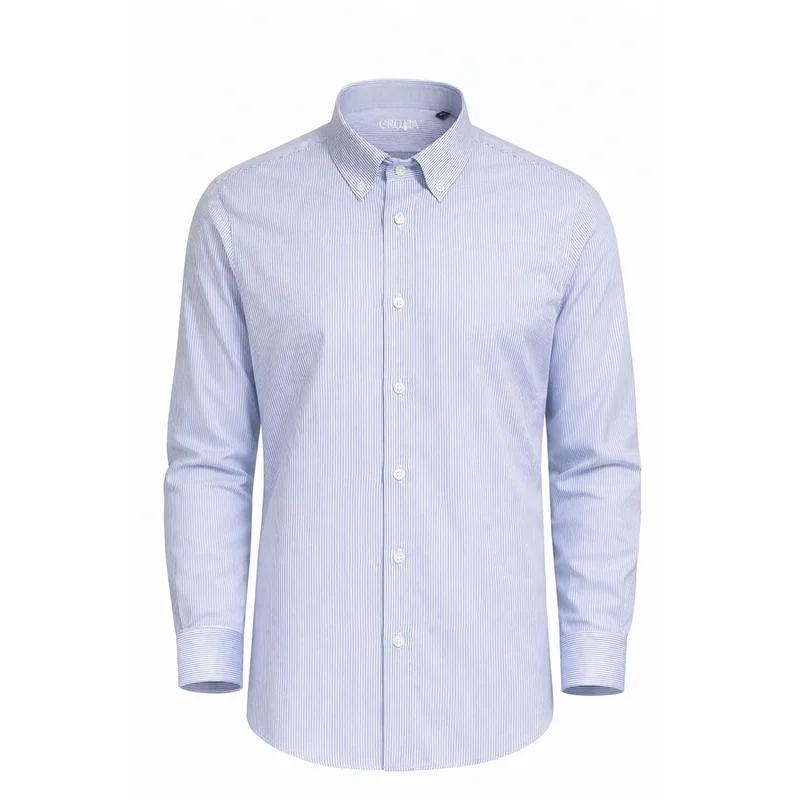Dress shirt CROATA Brioni NC Classic Tailored Lines Blue  Cotton 100%  Long sleeve
