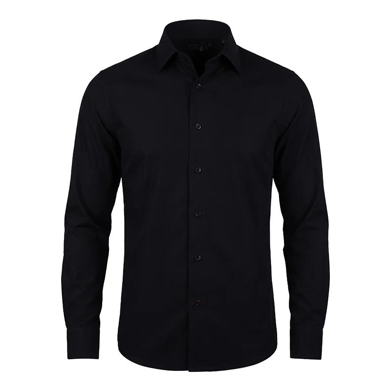 Dress shirt CROATA Brioni NC Classic  Solid textured Dark blue  Cotton 100%  Long sleeve