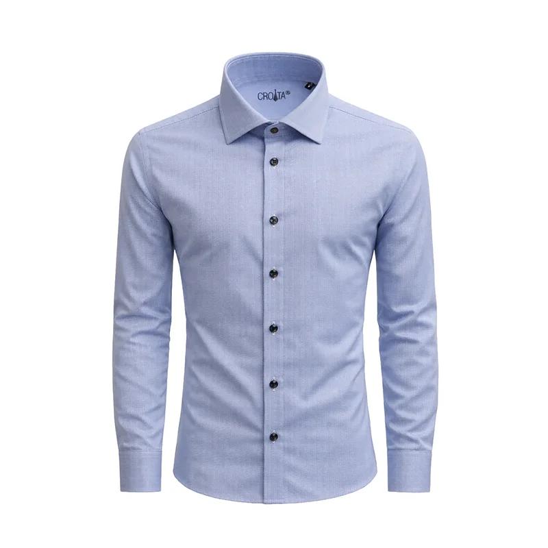 Dress shirt CROATA Brijuni Classic Tailored Solid textured Dark blue  Cotton 100%  Long sleeve
