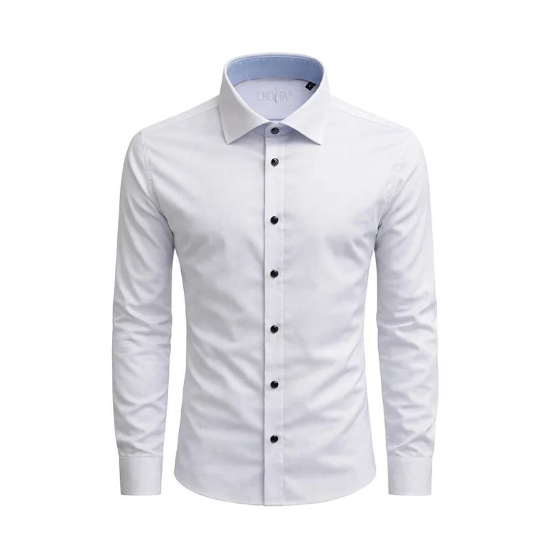 Dress shirt CROATA Brijuni Classic Tailored Solid textured White  Cotton 100%  Long sleeve