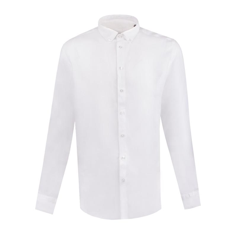 Dress shirt CROATA Brijuni linen  Classic Tailored Solid textured White  Linen 100%  Long sleeve