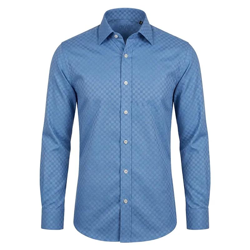 Dress shirt CROATA Dubrovnik Thematic Tailored Braiding Light blue  Cotton 100%  Long sleeve