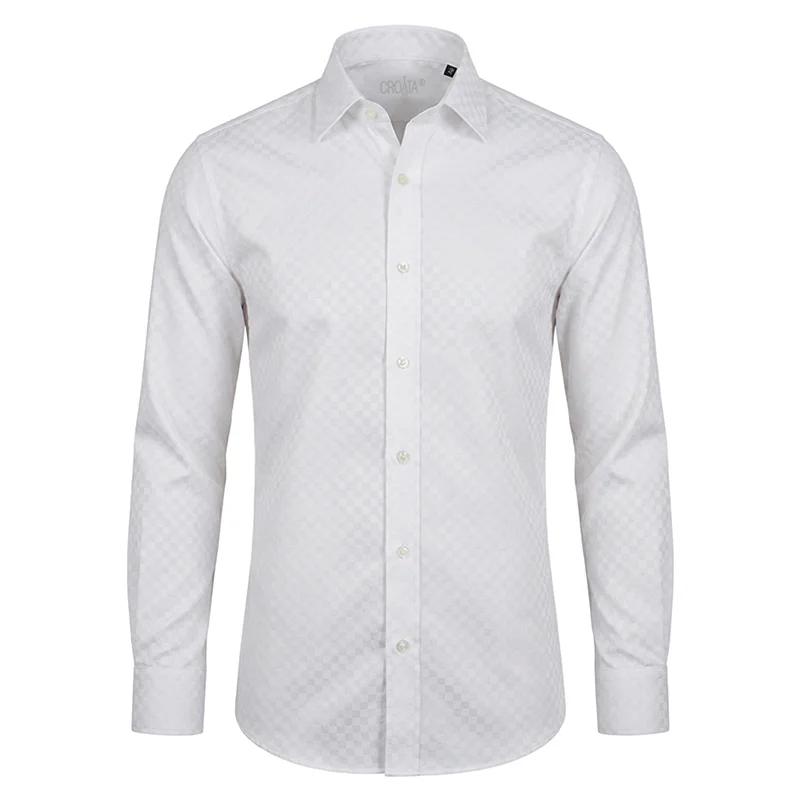 Dress shirt CROATA Dubrovnik Thematic Tailored Braiding White  Cotton 100%  Long sleeve