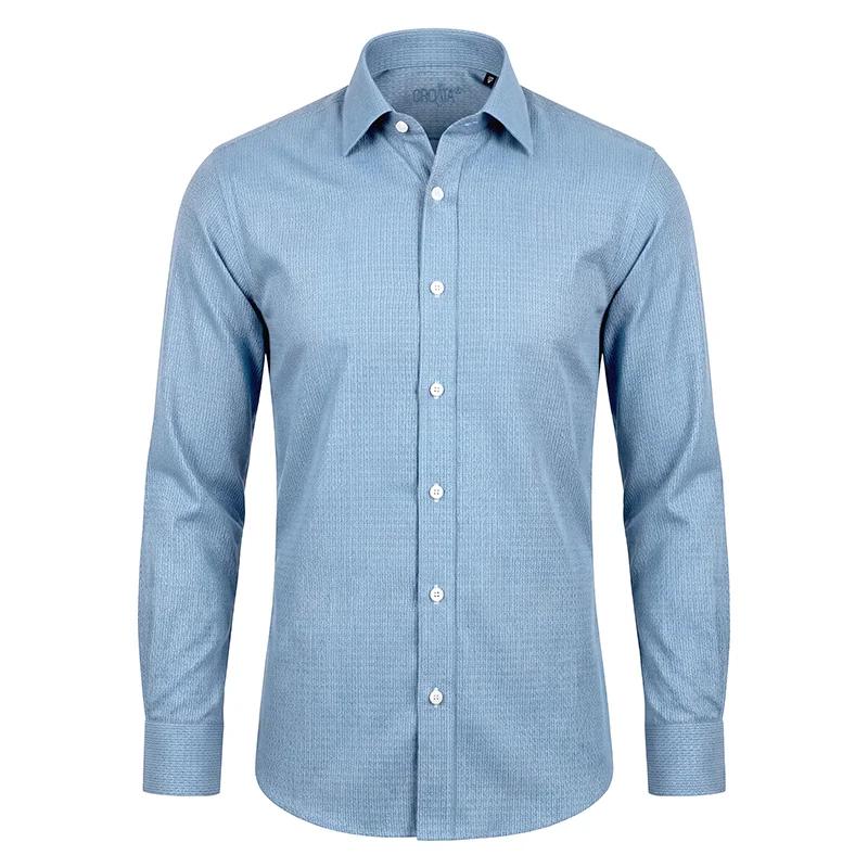 Dress shirt CROATA Dubrovnik Thematic Tailored Glagolitic alphabet Dark blue  Cotton 100%  Long sleeve