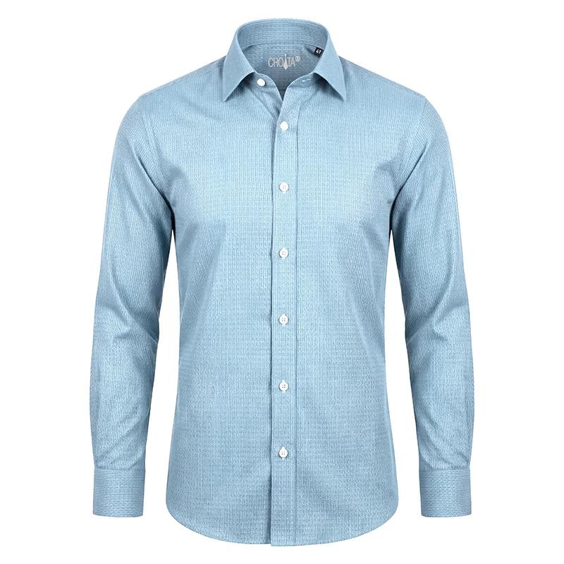 Dress shirt CROATA Dubrovnik Thematic Tailored Glagolitic alphabet Light blue  Cotton 100%  Long sleeve