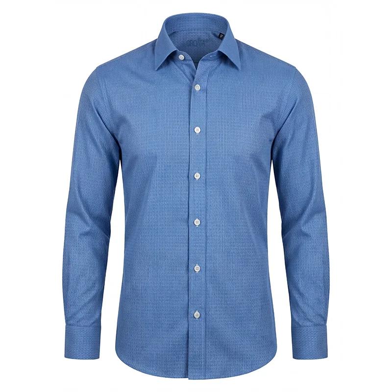 Dress shirt CROATA Dubrovnik Thematic Tailored Glagolitic alphabet Blue  Cotton 100%  Long sleeve