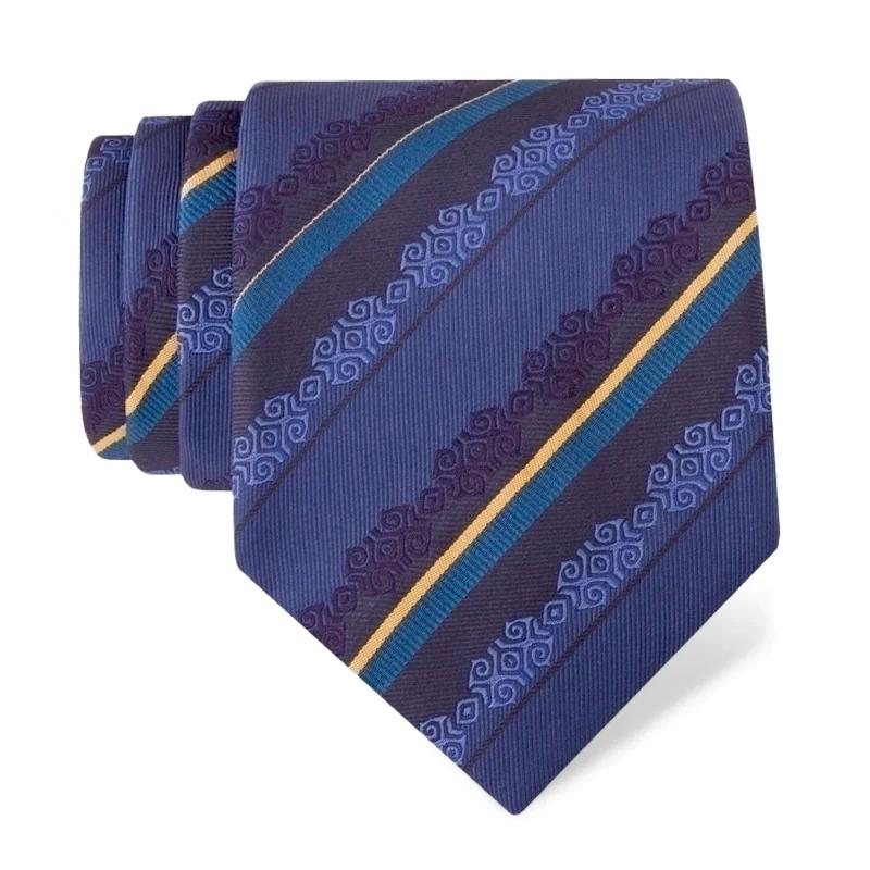Cravat CROATA Brijuni Thematic Folk embroidery Dark blue Silk 100%