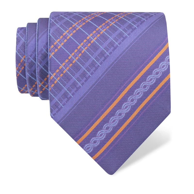 Cravat CROATA Thematic Double face Braiding Purple Silk 100%
