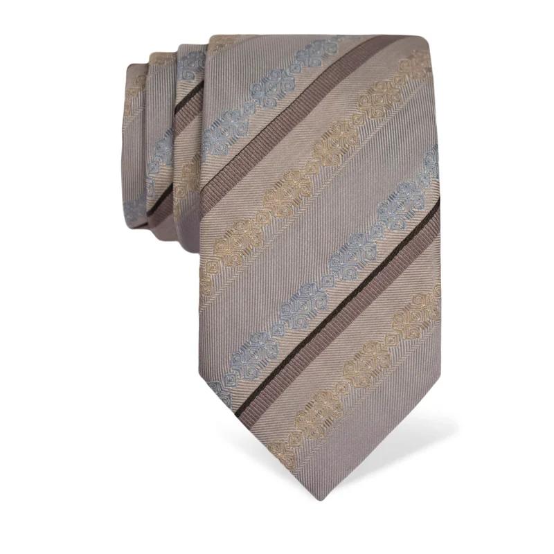 Cravat CROATA Brijuni Thematic Folk embroidery Beige Silk 100%