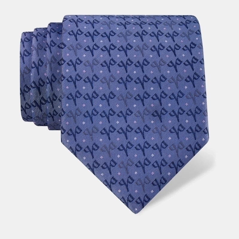Cravat CROATA Thematic  Glagolitic alphabet Light blue  Silk 100%  