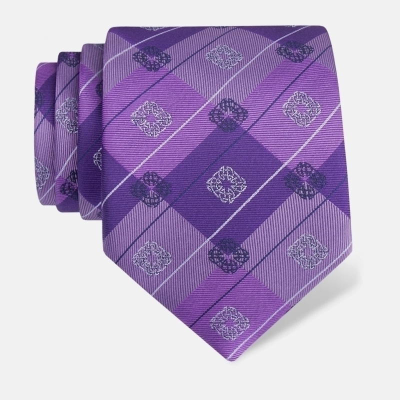 Cravat CROATA Thematic  Braiding Purple  Silk 100%  