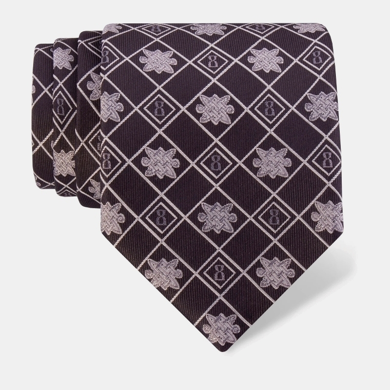 Cravat CROATA Thematic  Braiding and glagolitic alphabet Black  Silk 100%  